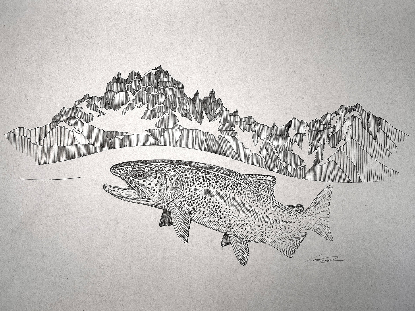 Mountain Rainbow Pen & Ink Fine Art Original