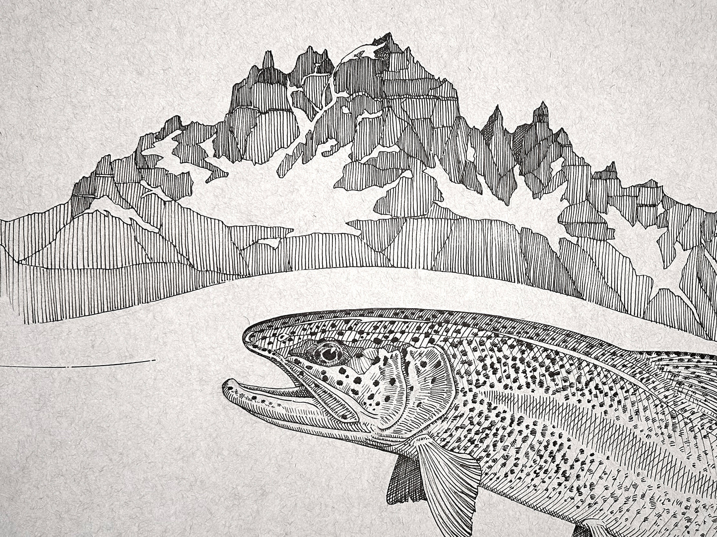 Mountain Rainbow Pen & Ink Fine Art Original