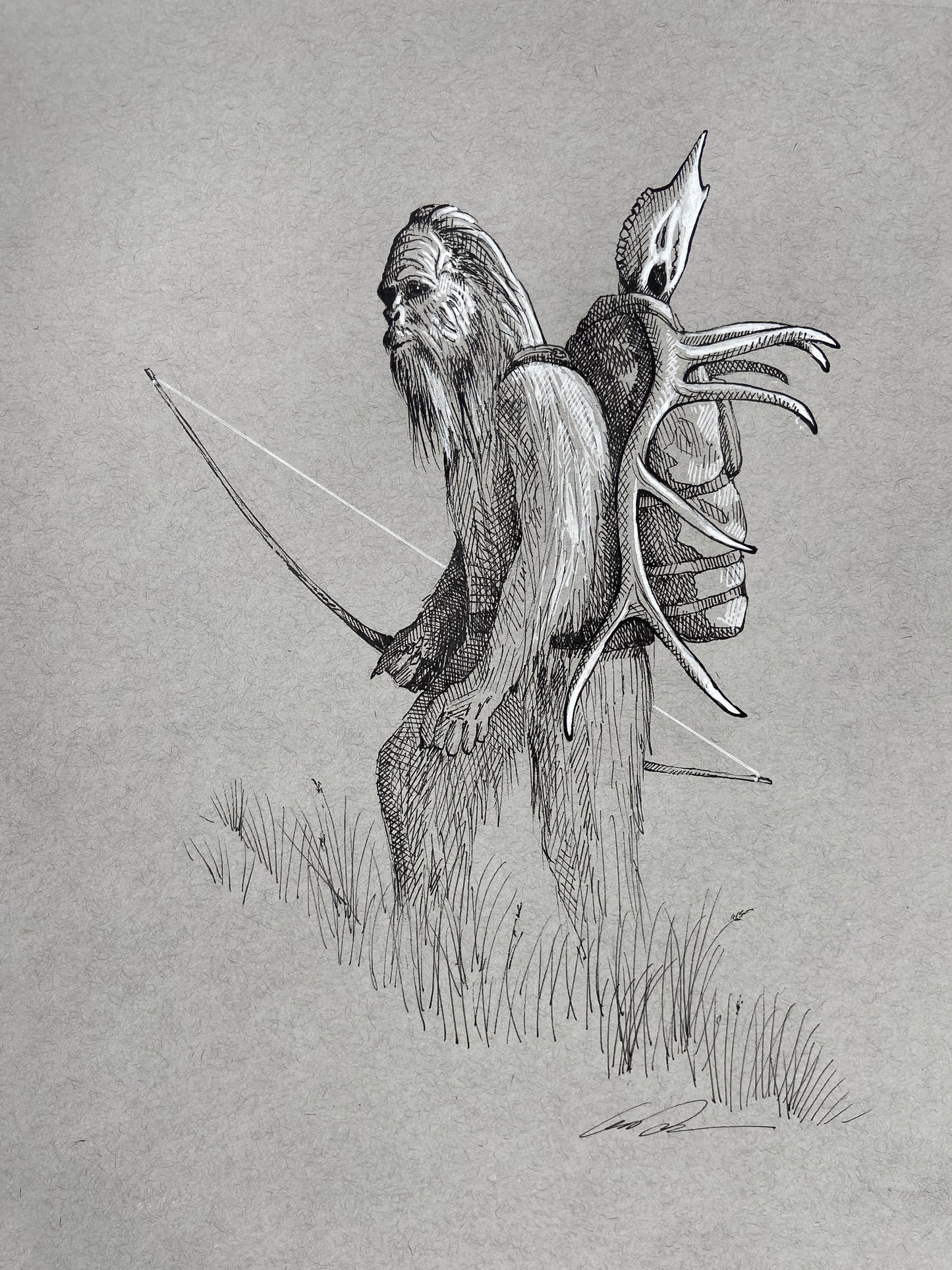 Backcountry Squatch Pen & Ink Fine Art Original