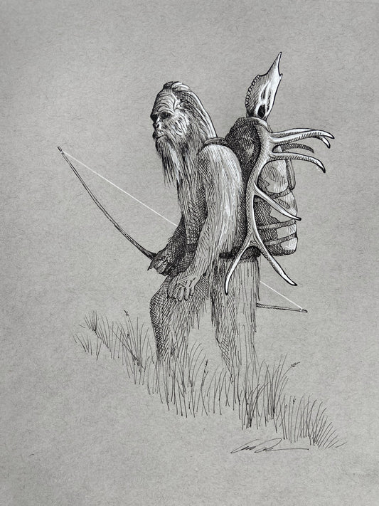 Backcountry Squatch Pen & Ink Fine Art Original